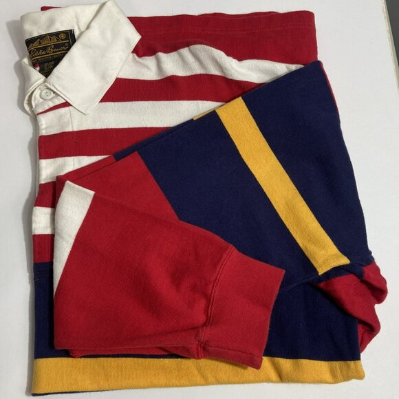 Vintage 90s Eddie Bauer Rugby Shirt XL Patriotic Stripes - Picture 2 of 8